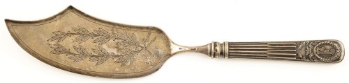 Polska, Warszawa, Kazimierz Bierkowski, 1905-08, Łopatka Do Ryb Z Gałązkami Lauru