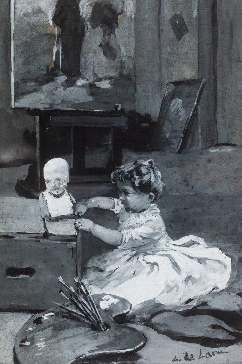 Mała malarka (Dziewczynka w pracowni malarza), 1889, Ludwik de Laveaux