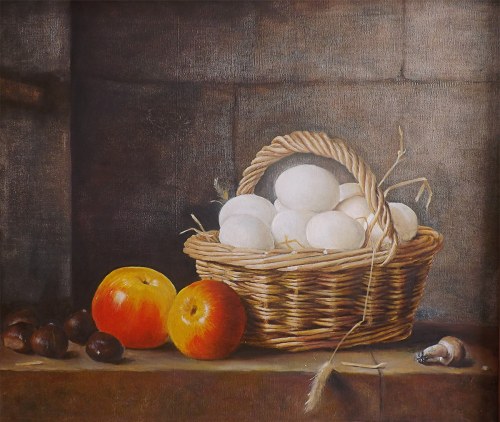 Koszyk z jajkami, kopia obrazu Rolanda Delaporte, 2012, Anna Baryła