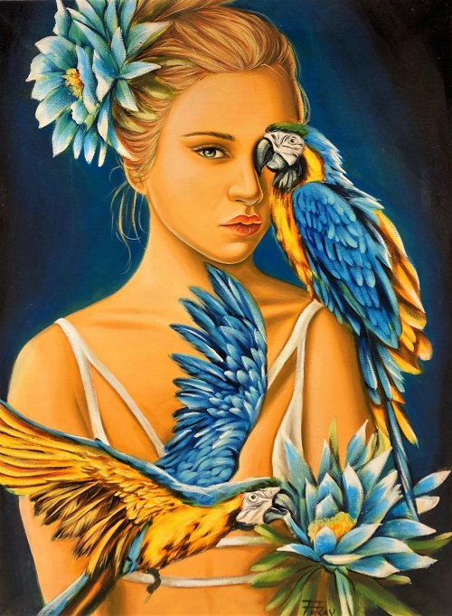 Chica con loros, Leandro Fulkay