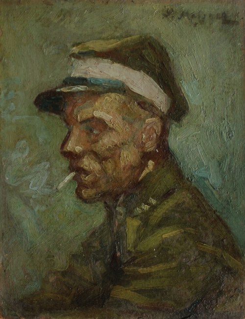 Mejzner], Portret młodego żołnierza z papierosem, Salomon Meisner