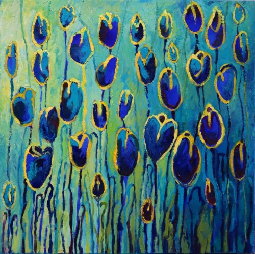 Niebieskie tulipany, 2021 r., Beata Gaudy