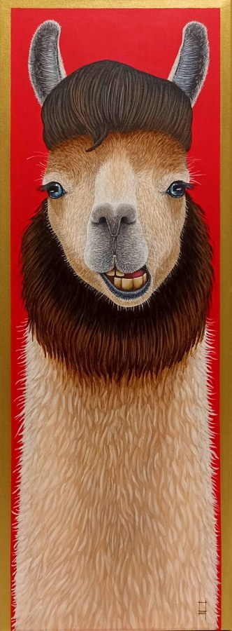Elvis, z cyklu "Celebrities Llamas", 2021 r., Jolanta Lach