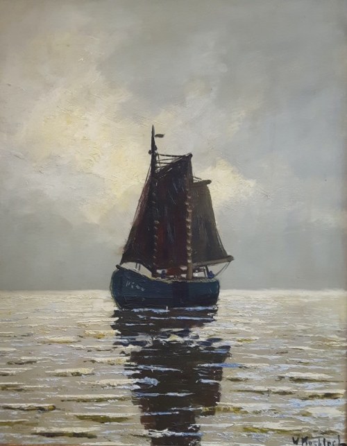 Łódź żaglowa na morzu, Wilhelm Mosblech