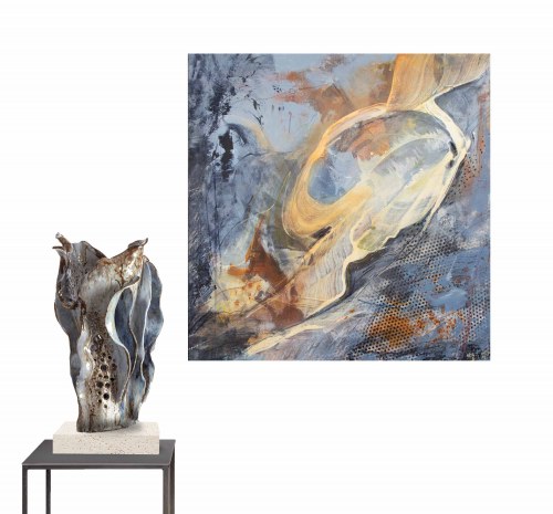 Duet Tranquill (obraz i rzeźba), 2019, Joanna Roszkowska