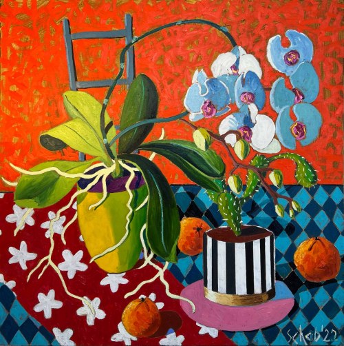 Still life with orchids flowers, 2022, David Schab