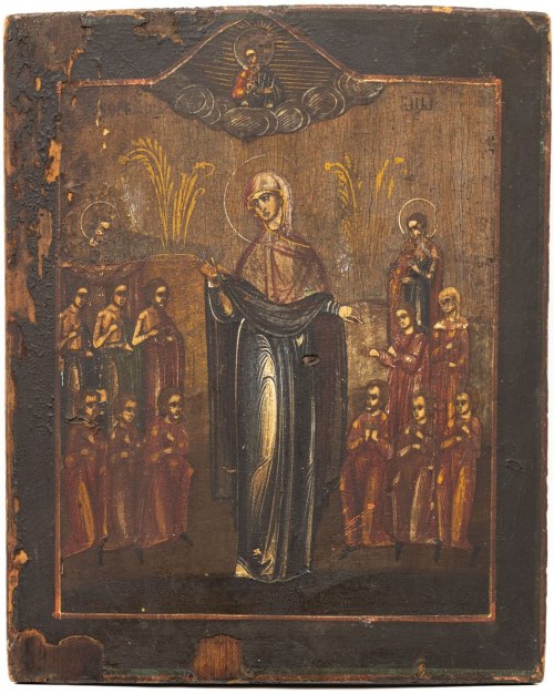 WELON MATKI BOŻEJ (POKROW), Rosja, 1. poł. XIX w., Ikona