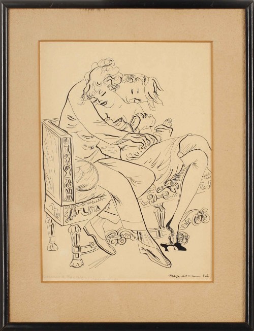 Szczeniś z Beatką u Dziaduszyckiego, Ilustracja do powieści Magdaleny Samozwaniec Błękitna krew, 1954, Maja Berezowska