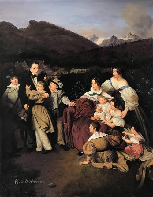 Rodzina na tle pejzażu górskiego (XIX/XX w.), H. Stichman