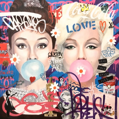 AUDREY HEPBURN & MARILYN MONROE. Blue Bubble Gum, Antonio Falcon Camprodon