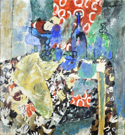 Martwa natura z żółtą draperią '96, 1996, Juliusz Joniak