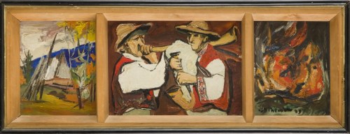 Dzień pasterzy beskidzkich z Istebnej - tryptyk, 1969 r., Ignacy Bieniek