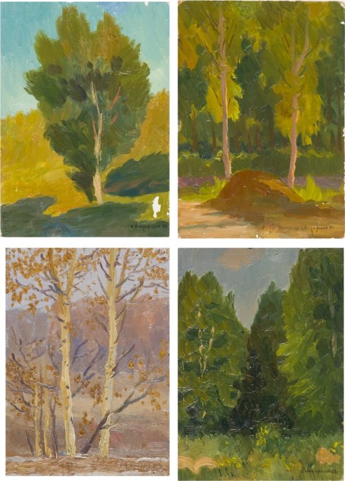 Zestaw czterech prac - Drzewa, 1968 - 1979 r., Siergiej Nikiforow