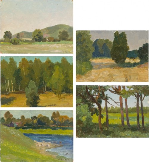 Zestaw pięciu prac - Pejzaże, 1959, Siergiej Nikiforow