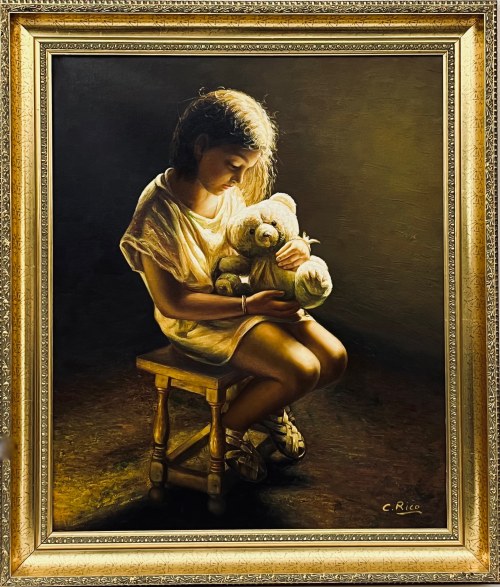 Portret dziewczynki z misiem, C. Rico