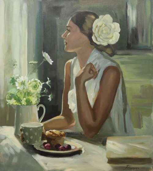 Przy stoliku, 2021 r., Tatiana Nikanchuk