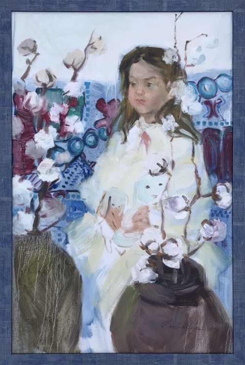 Girl with white rabbits, 2019, Maria Niekrasowa