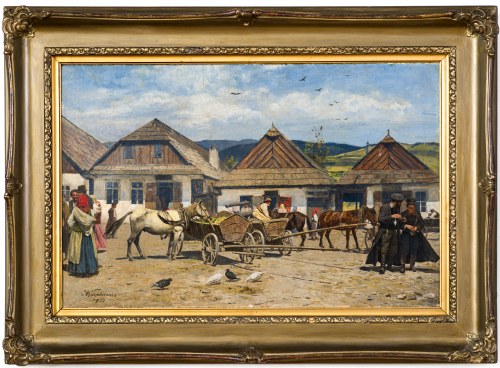 Targ w miasteczku galicyjskim, 1922, Antoni Kozakiewicz
