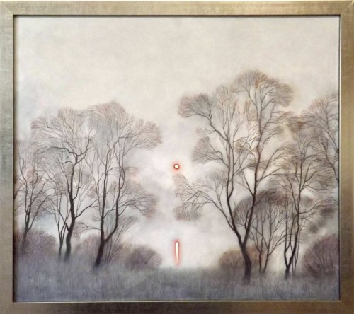 Nad jeziorem, wschód słońca, 2017, Dawid Zdobylak