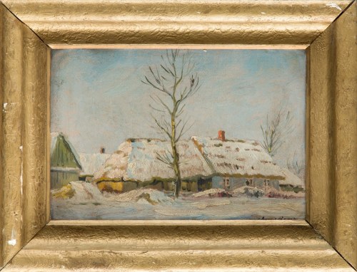 Chaty zimą, ok. 1950, J. Andrzejewski