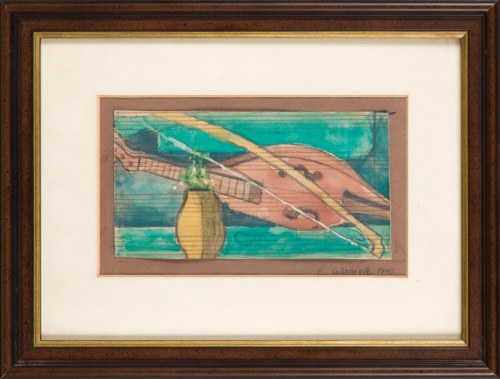 Martwa natura z lutnią, 1960, Eugeniusz Waniek