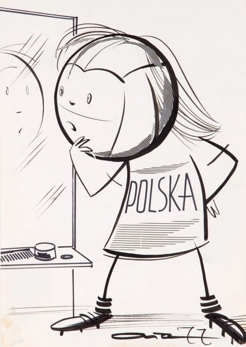 Polska, projekt ilustracji satyrycznej do "Przeglądu Sportowego", 1977, Edward Ałaszewski