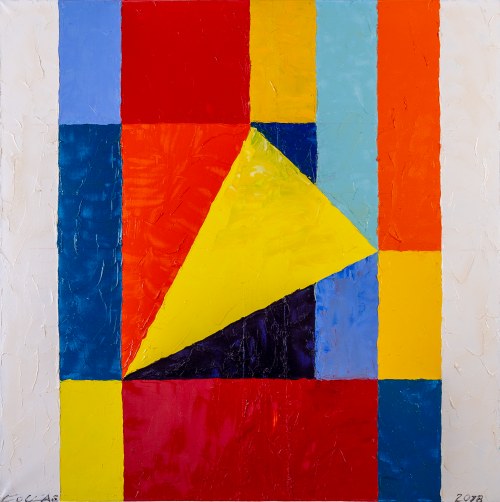 Abstrakcja geometryczna; 2018 praca dwustronna, Andrzej Folfas