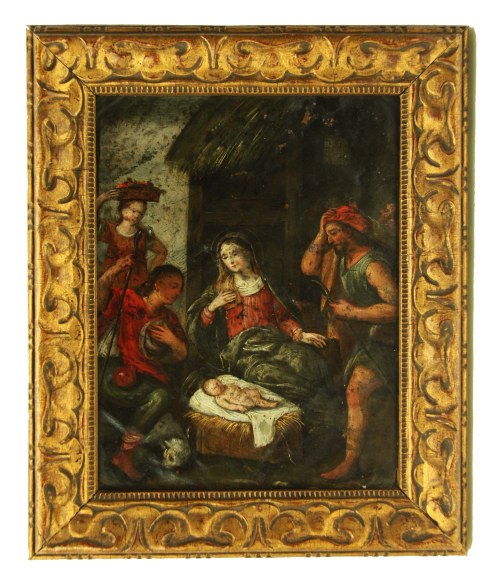 olej, blacha, miedź, XVII w., Narodzenie Jezusa