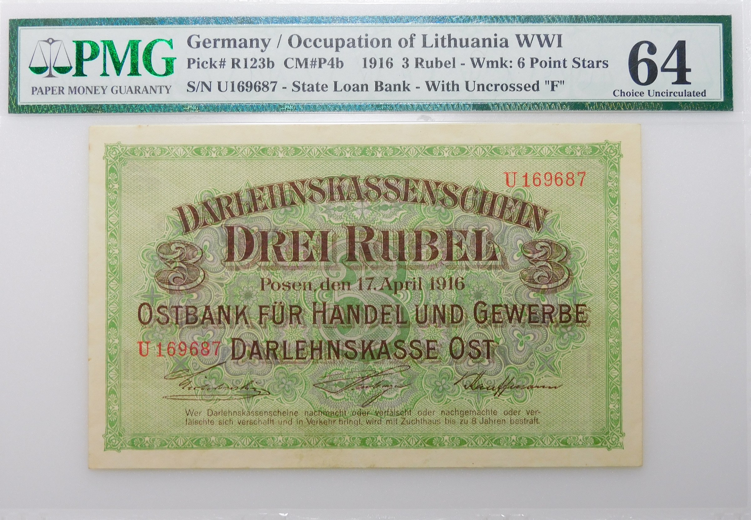 10 Million Rubles To Usd In 1916 Poznań, 3 ruble 1916 - ser. U - krótka klauzula "nabywa" - Aukcja