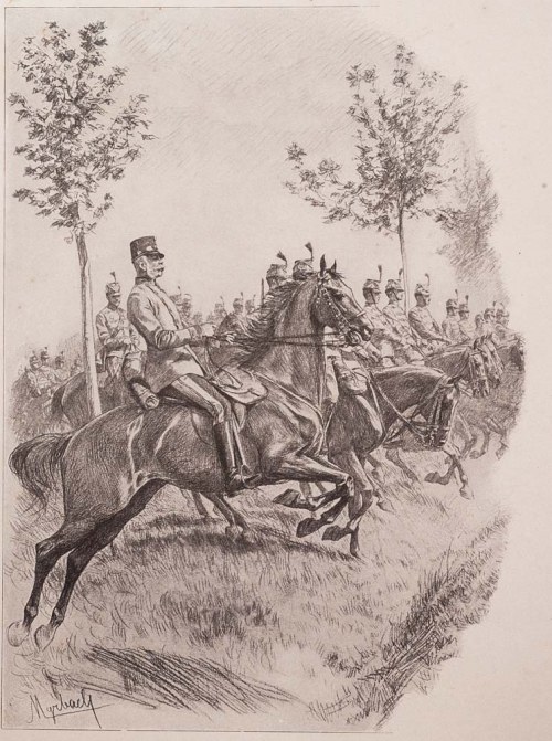 Austria (1853 - 1940), Cesarz na manewrach, ok.1890, Felicjan Baron de Myrbach - Rheinfeld