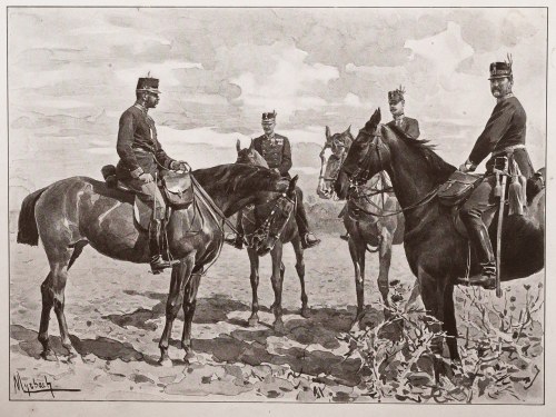 Austria (1853 - 1940), Zborowy portret konny sztabu armii FJ I, ok 1890 r., Felicjan Baron de Myrbach - Rheinfeld