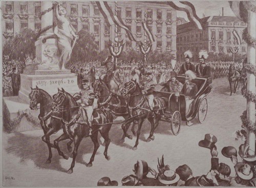 Austro - Węgry (1866 - 1939), Uroczysty wjazd cesarza do Budapesztu, ok 1890 r., Artur Lajos Halmi