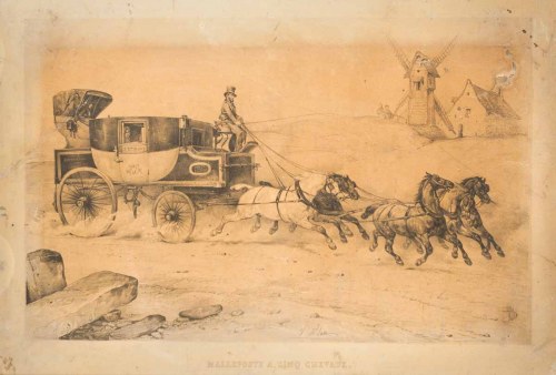 Francja, XIX wiek (1801 - 1866), Pięciokonny dyliżans pocztowy (Malleposta a cinq chevaux), ok. 1850 r., Victor Adam