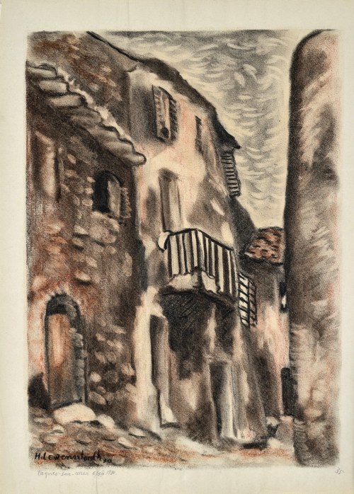 Uliczka w Cagnes, 1930, Henryk Lewensztadt