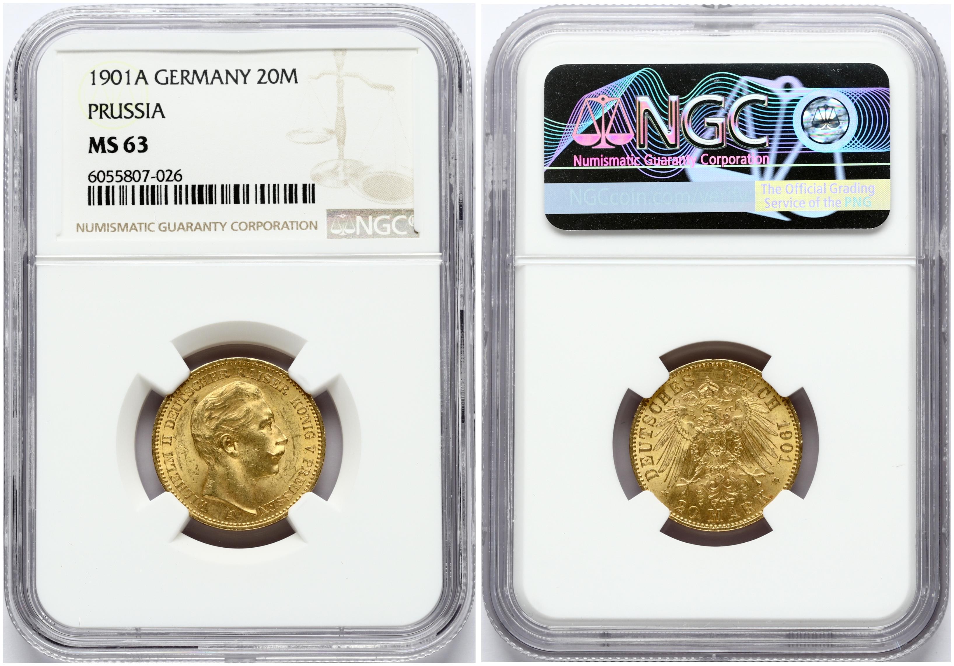 Preussen - 20 newest Mark - 1909 A - GOLD