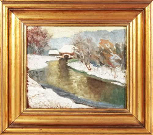 Pejzaż zimowy z młynem, 1911, Włodzimierz Błocki