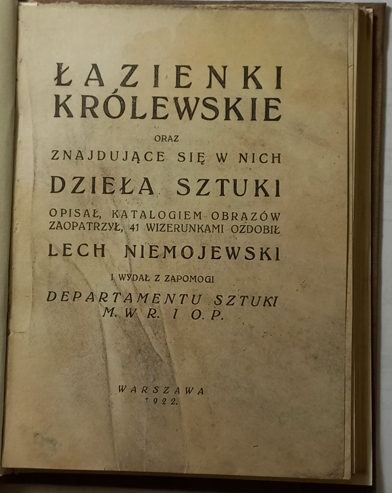 Niemojewski Łazienki Królewskie Warszawa 1922 R Internetová Aukce Licitace Online Cena 0699