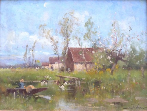 Rybacy u brzegu rzeki, Eugène Galien-Laloue