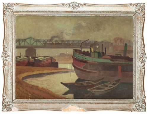 Wieczór przy moście kolejowym we Wrocławiu, 1937, Gerhard Beuthner