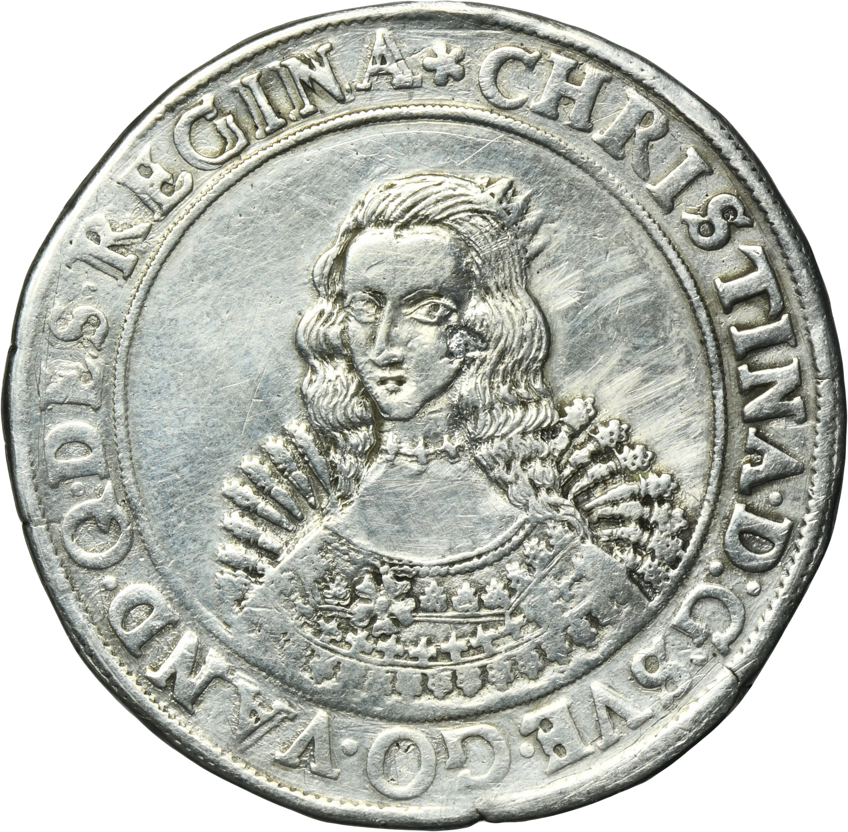 Pomerania, Swedish rule, Christina, Thaler Stettin 1642 - VERY RARE,  rosette and flower - Online auction / Online bidding - Price - OneBid