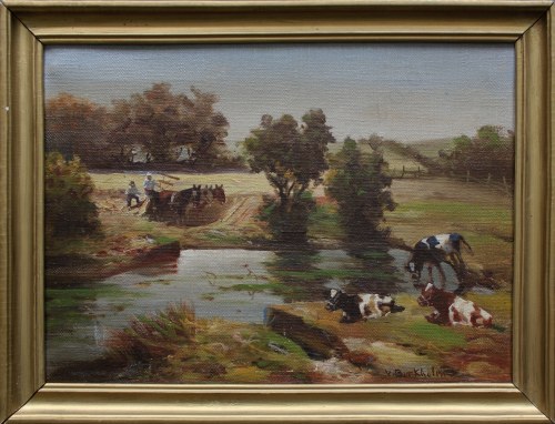 Scena z krowami nad rzeką, V. Birkholm