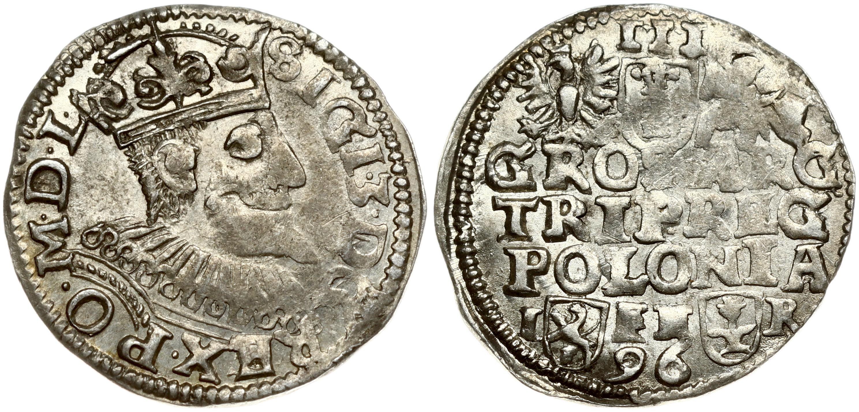 Poland 3 Groszy 1596 Poznan Sigismund III Vasa 1587 1632 Obverse 