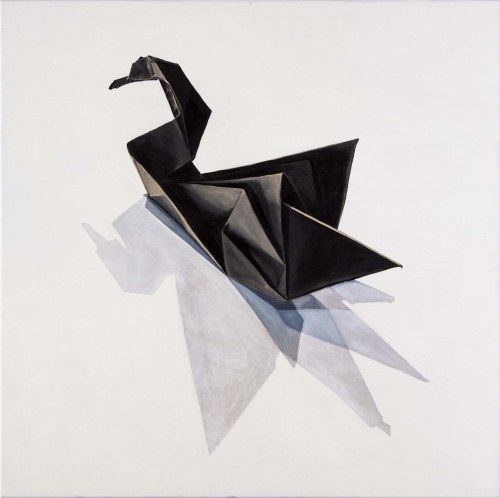 Czarny łabędź z cyklu: Origami czas zatrzymany; 2022, Barbara Wroniszewska
