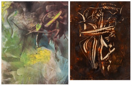 Zestaw dwóch prac: 1. Kompozycja abstrakcyjna, 1967 2. Kompozycja abstrakcyjna, 1975, Jan Aleksander Soćko