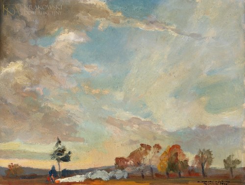 "Pejzaż z ogniskiem", Mieczysław Serwin-Oracki