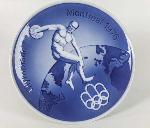 Kopenhaga, Dania, XX w, Talerz pamiątkowy, dekoracyjny, Olimpiada w Montrealu, 1976, Królewska Manufaktura Porcelany
