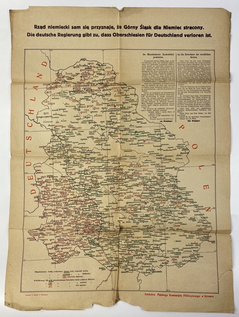 Plebiscit Mapa Horního Slezska Vyhlášení V Polštině A Němčině Cca 1921 Internetová Aukce 6738