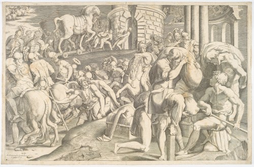 Koń trojański, wg Francesca Primaticco, 1545, Gulio Di Antonio Bonasone
