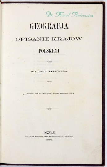 Lelewel Joachim Geografja Opisanie Kraj W Polskich Przez Udzielone Do Atlasu Panny