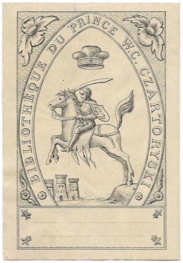 [CZARTORYSKI Witold Kazimierz]. Bibliothéque du Prince W. C
